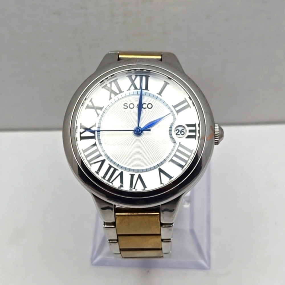 Womens SO & CO New York Madison Date Watch 5052B Mineral Crystal New Battery